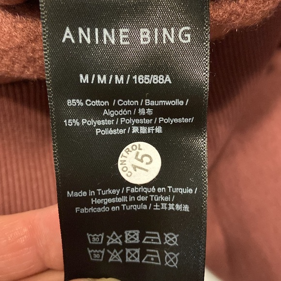 ANINE BING Burgundy Bradie 'Bing' Sweatshirt NWTS Rib Mock Neck Size Medium - Picture 10 of 16